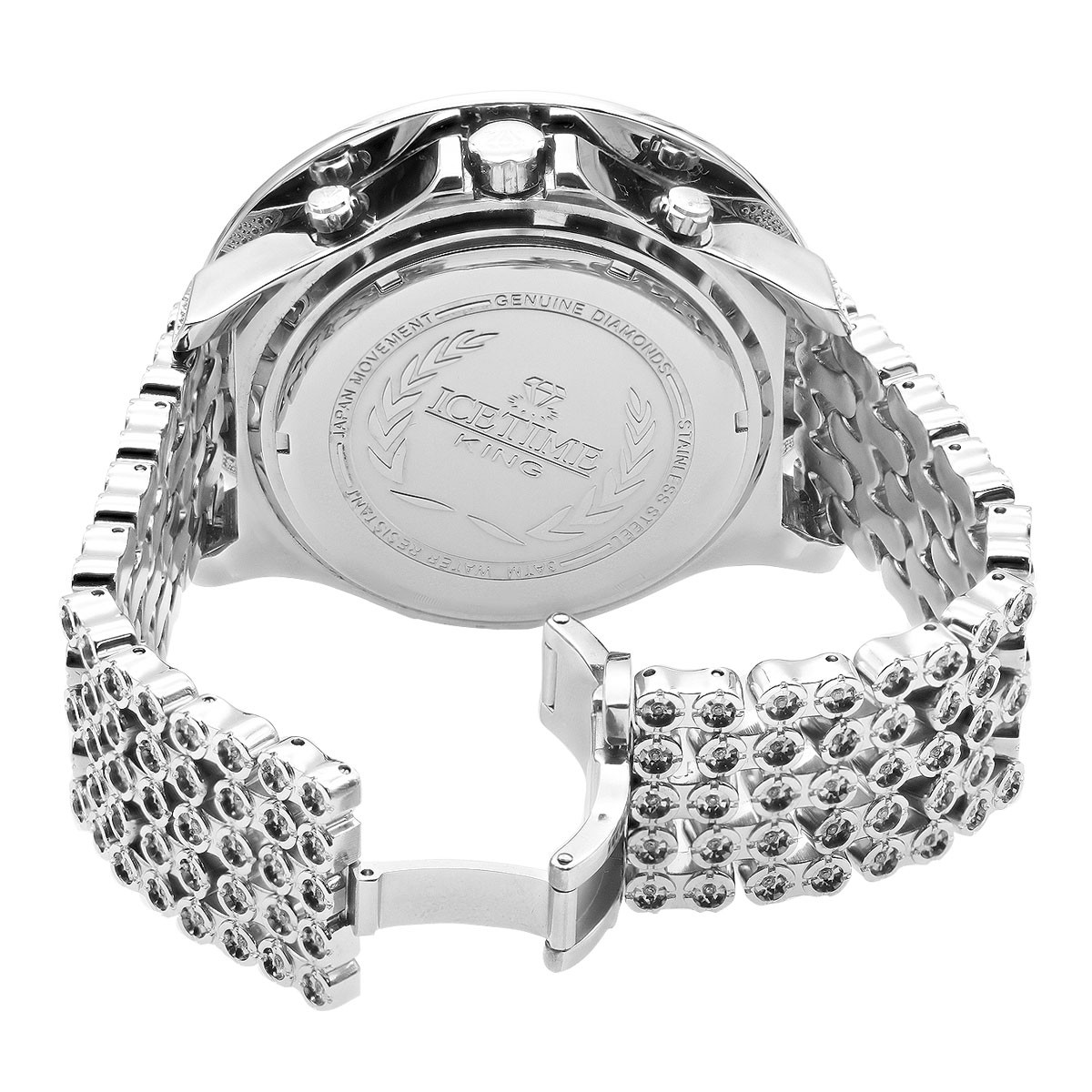 Stainless Steel Men’s Iced Time Watch | 59 mm