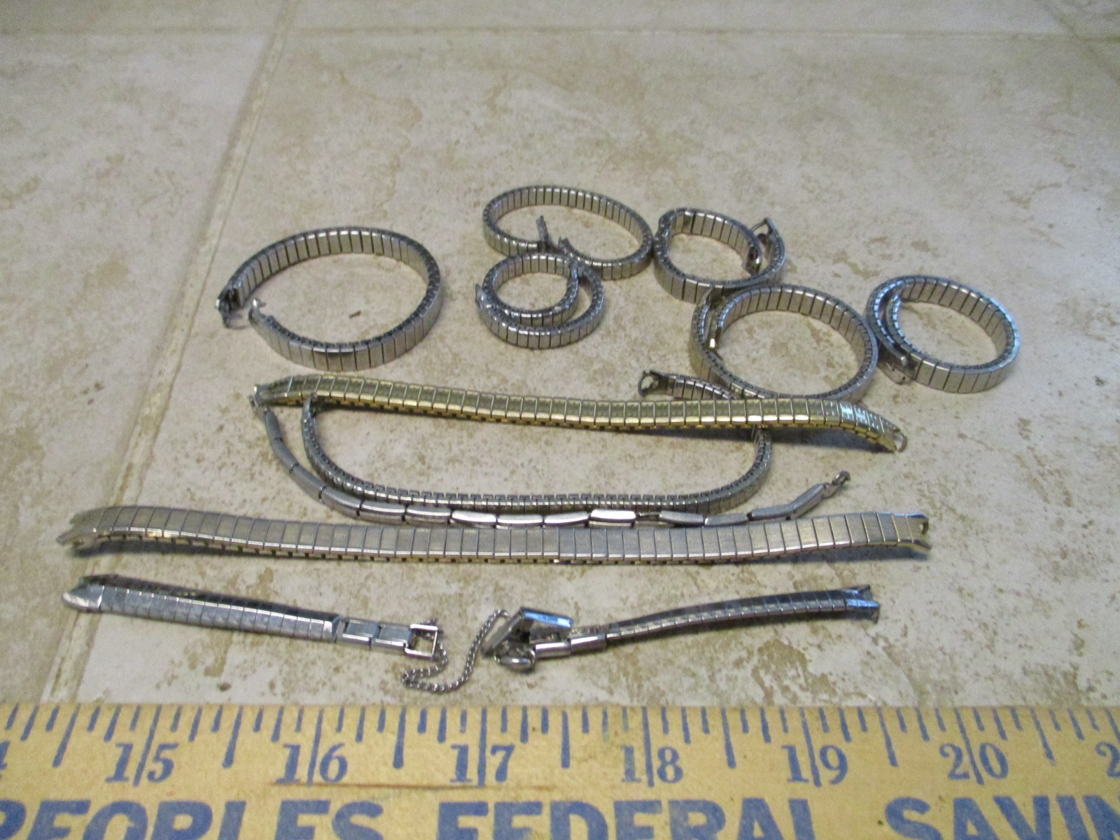 VTG Lot Womens Watch Wrist Watch Bands Parts Repair Scrap Silver Tone