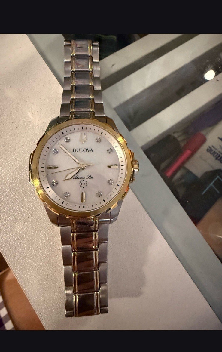 Bulova Marine Star Women’s Quartz Two-Tone Bracelet White Dial 100m Diamond