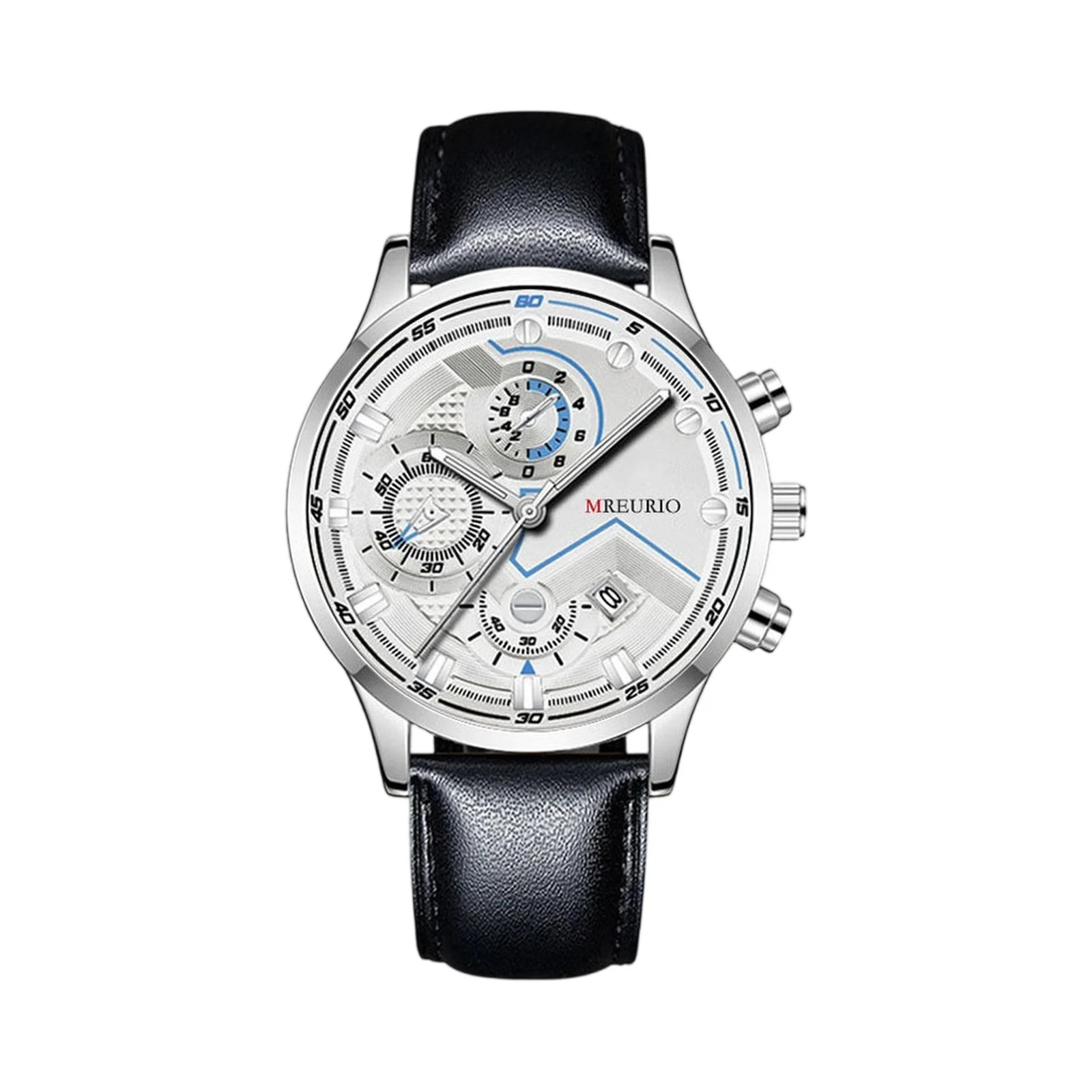 MREURIO Men’s Business Watch Leather Strap Date Display Stylish Gift for