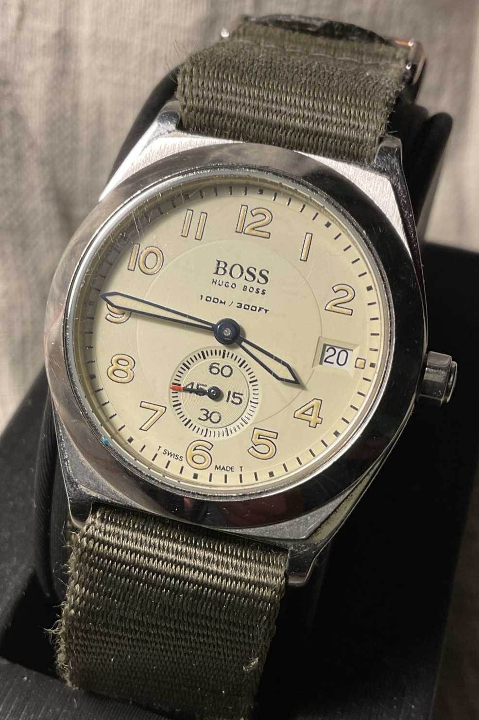 Hugo Boss Watch 1115 Swiss Made Military Style 32mm Sub Seconds Ivory dial