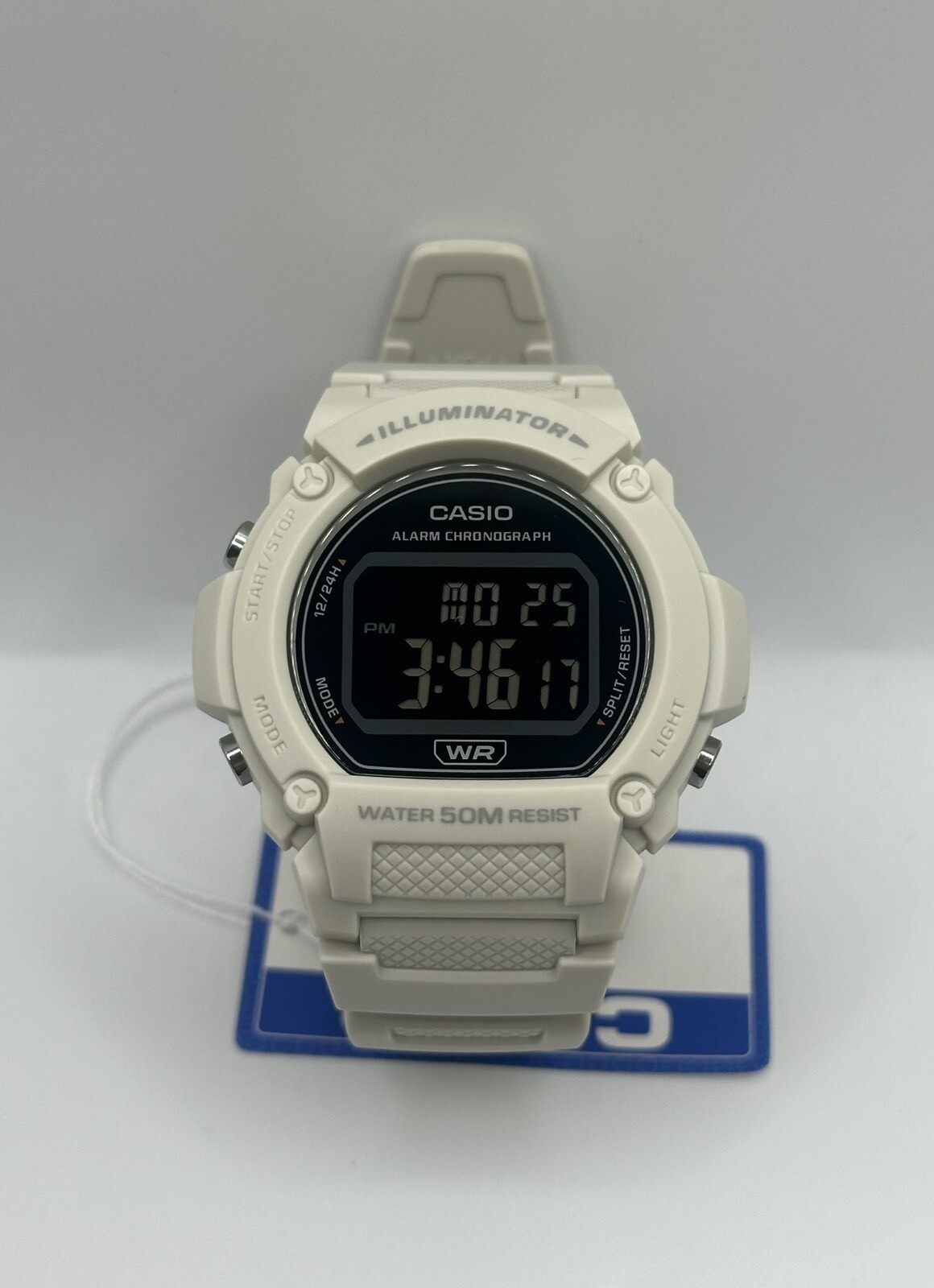 Unisex Casio Digital Chronograph Wristwatch Off White Resin Strap W-219HC-8BVDF