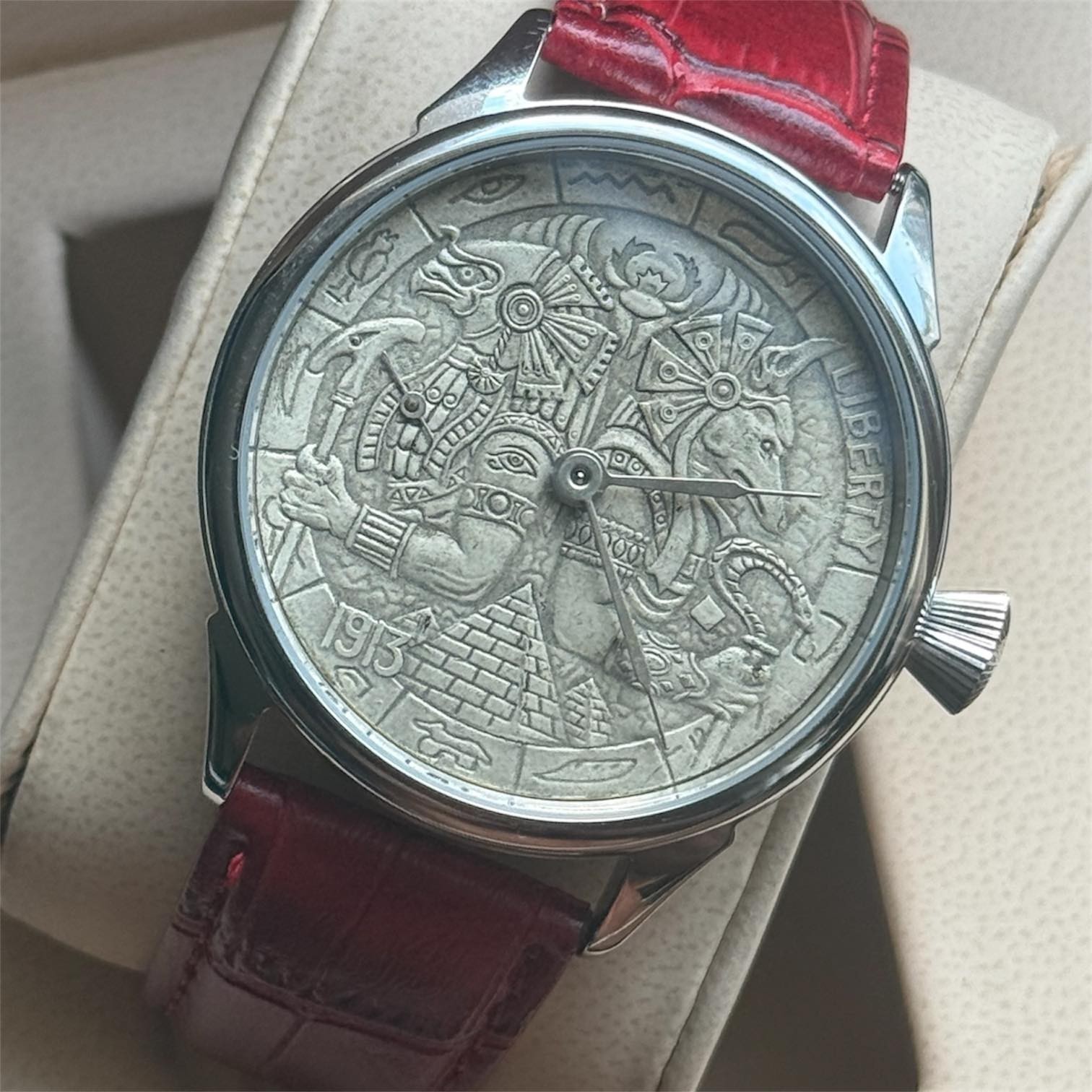 Vintage Watch Molniya Mechanical Aztec Maya Wrist Men Pharaonic Mesoamerican Rar