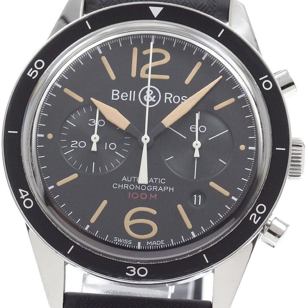 BELL&ROSS WATCH BR126-94 VINTAGE OFFICER CHRONOGRAPH DATE AUTOMATIC SS MEN’S F/S