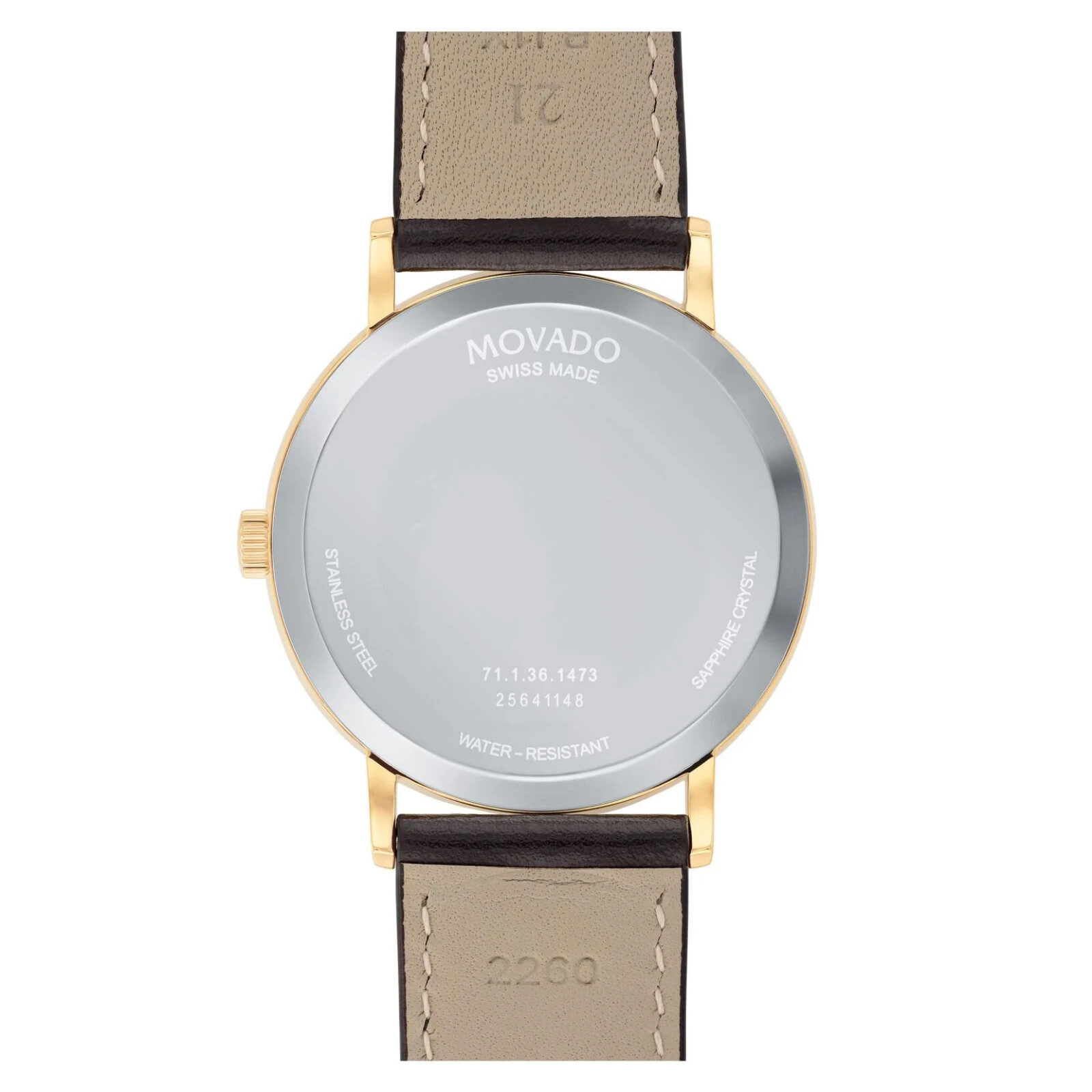 Movado Signature Men’s Blue Dial Black Leather Band Gold Swiss Watch 0607743