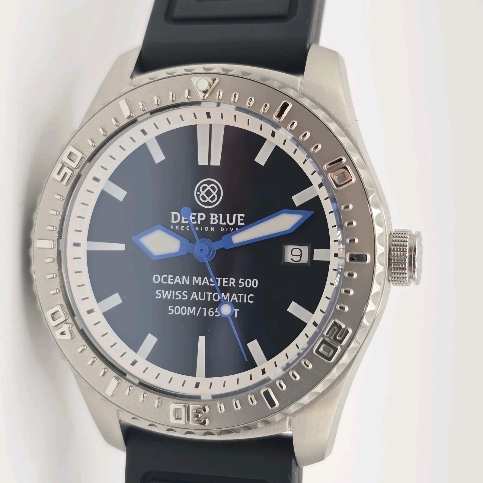 Deep Blue Men’s Ocean Master 500 Swiss Automatic Watch Black Dial 40mm