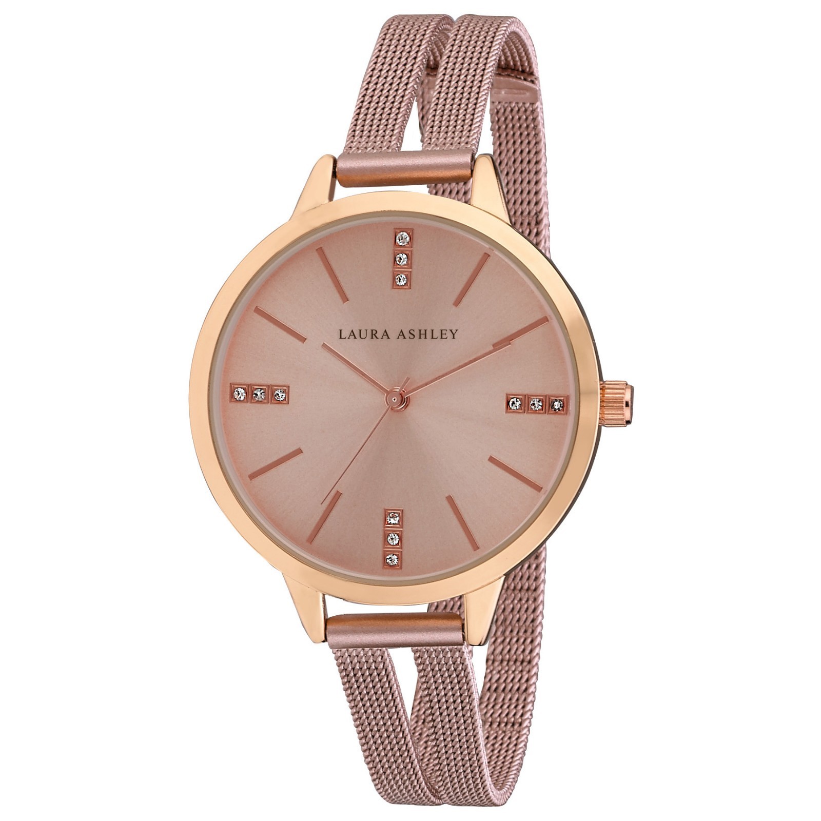 Laura Ashley Womens Split Mesh Band Sunray Dial Watch