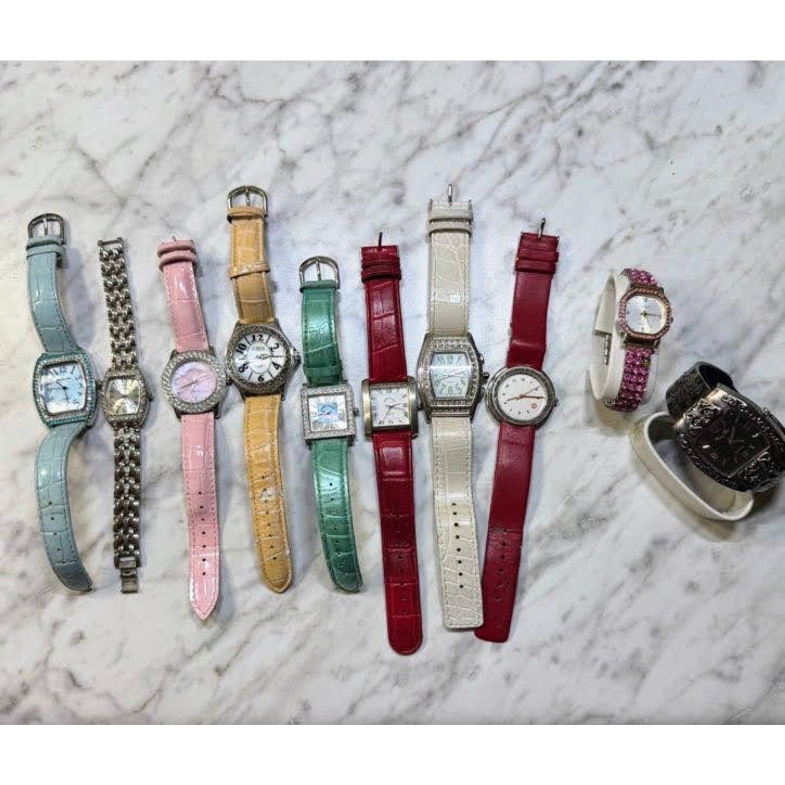 Lot of 10 Women’s Rhinestone Fashion Watches Mixed Brands