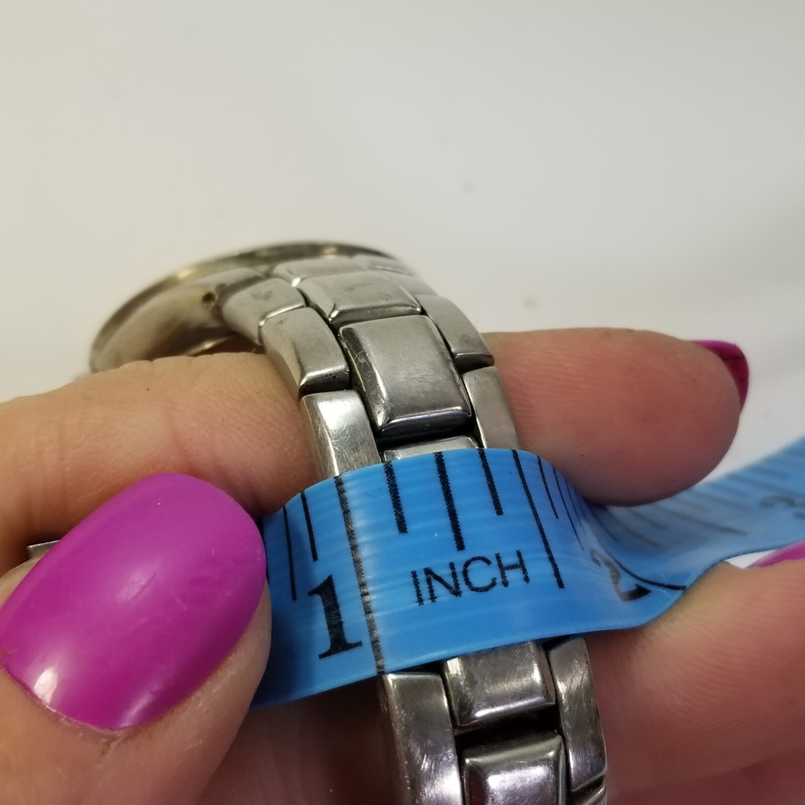 Fossil Blue Wristwatch Wrist Watch Silver Tone Chrome Modern Dress AM-3347