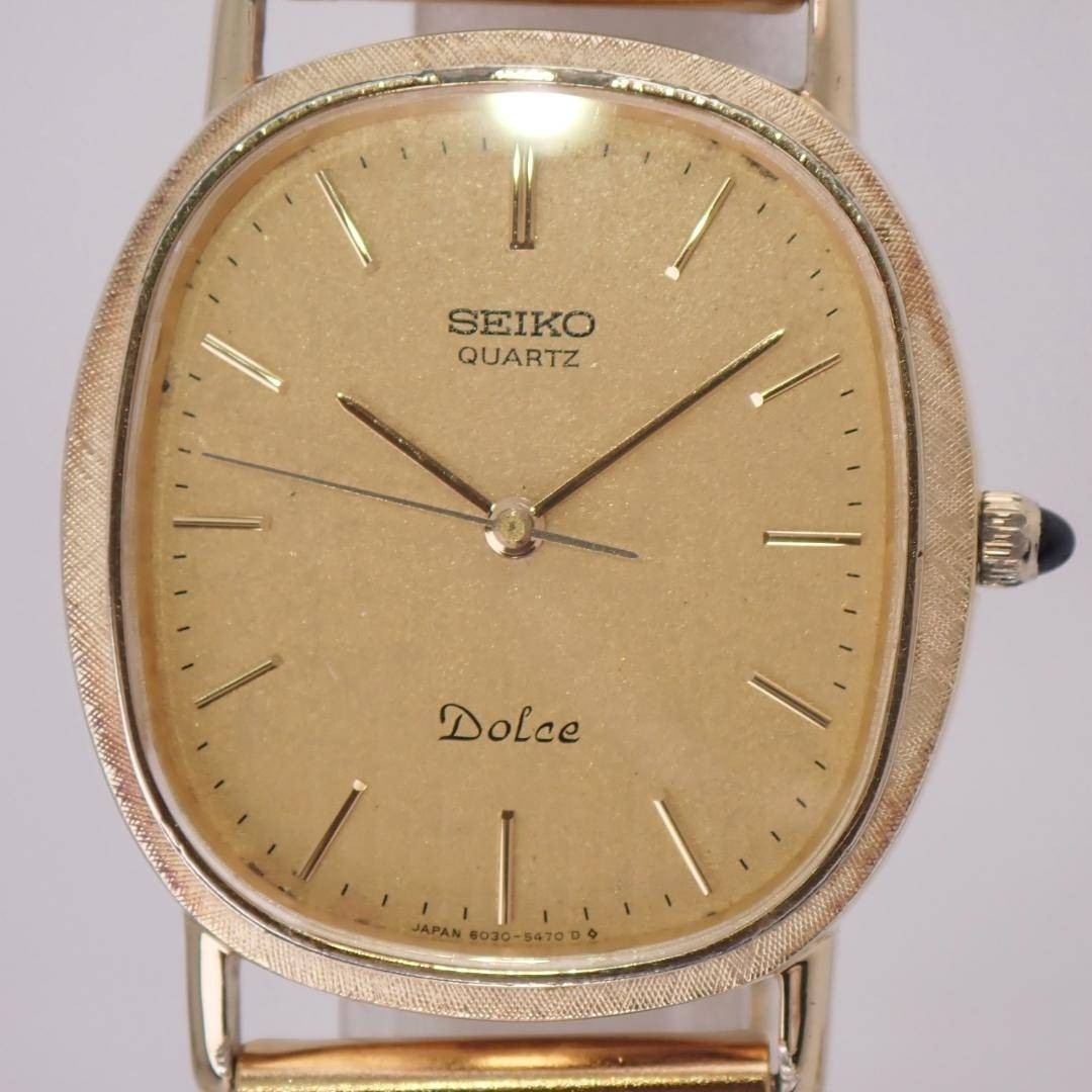SEIKO Dolce 6030-5410 Quartz Unisex Watch Gold Oval 1981 New Battery Japan