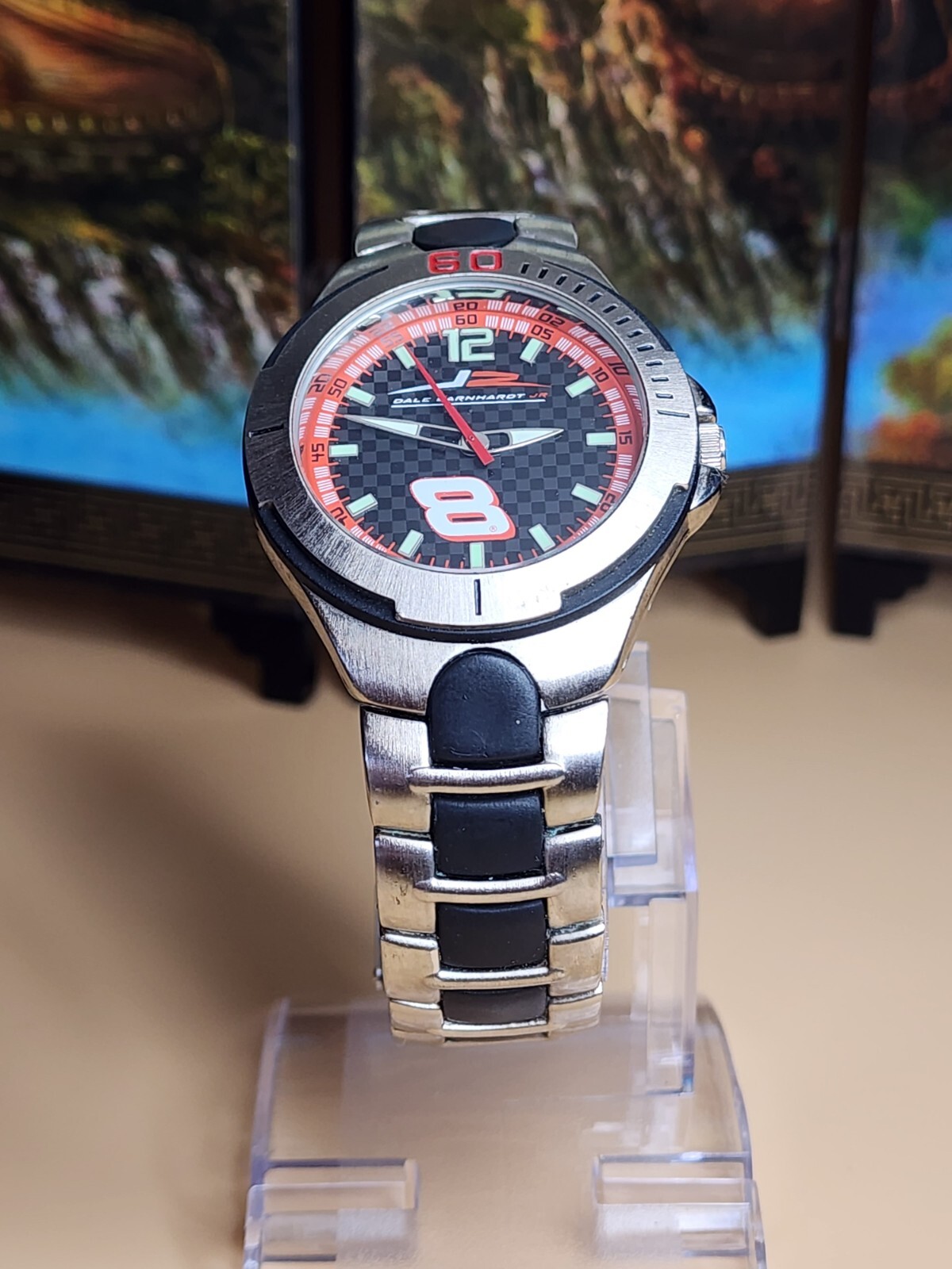 DALE EARNHARDT Jr #8 Watch Silver & Black W/ Red Dial New Batt. FREE $HIPPING!!