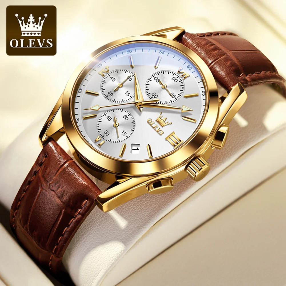 Quartz 2872 Leather Premium Waterproof Sport Chronograph Men’s Watches
