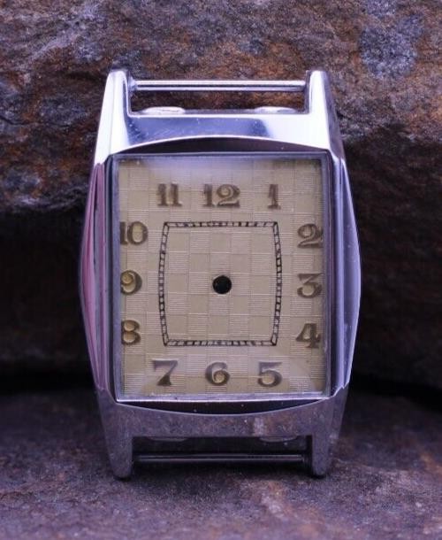 NOS ART DECO SWISS MEN’S WRIST WATCH CASE & DIAL 24.8×35.9mm 16mm LUG (BP)