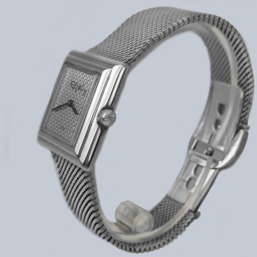 Vintage Roy King Sterling Silver Watch London 1973 Mesh Bracelet Manual Wind