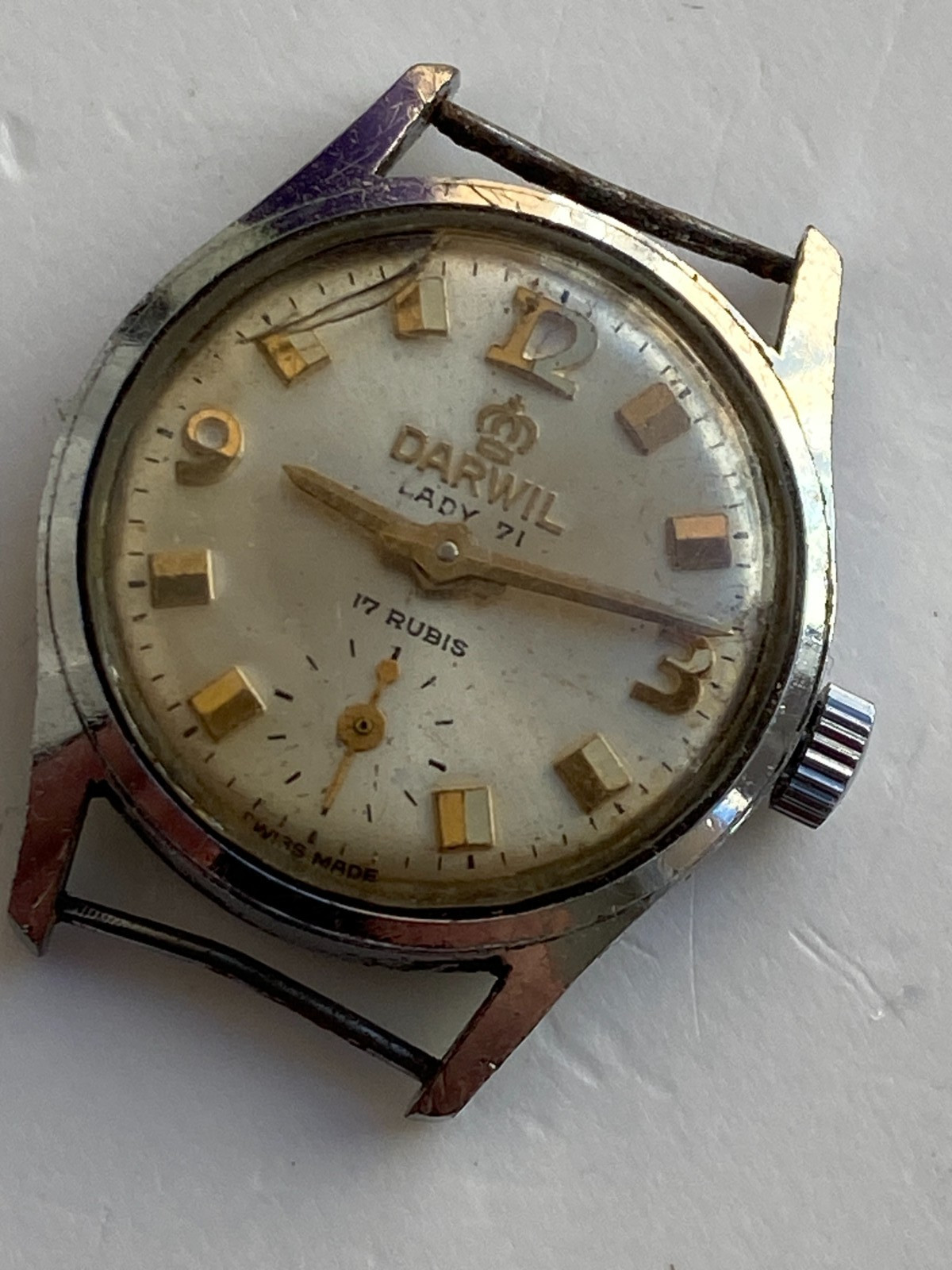 VINTAGE WOMEN WIRST WATCH FOR PARTS NOT WORKING DARWIL LADY 71 SWISS