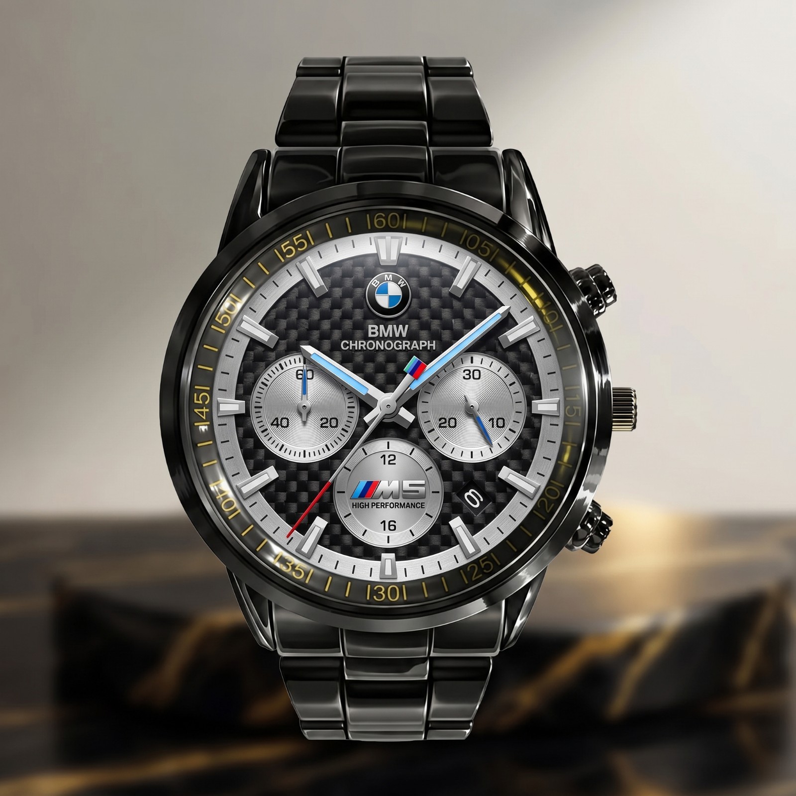 BMW M5 Style Stainless Steel Watch Water Resistant Wrist Watch