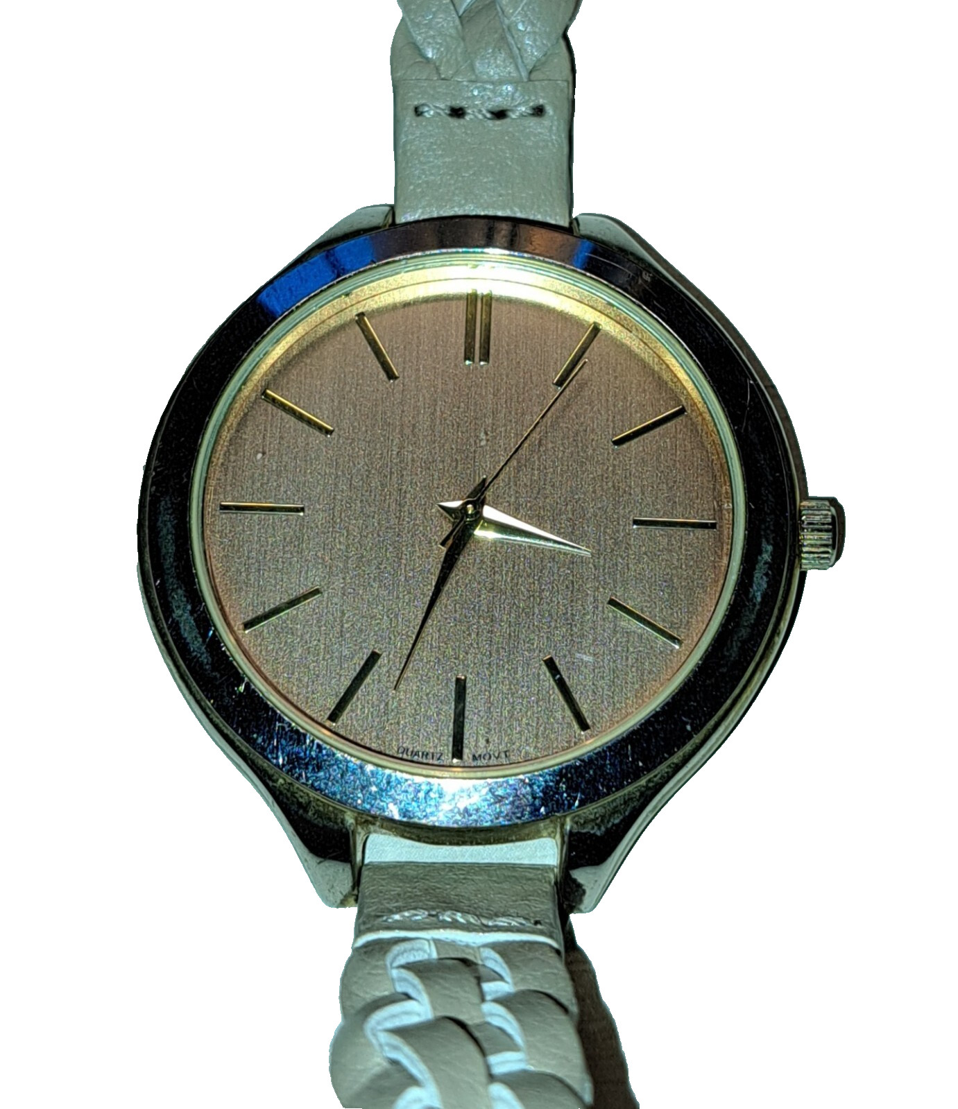 Francesca’s Women’s Watch #5853 Gold & Silver Toned Tan Band New Battery