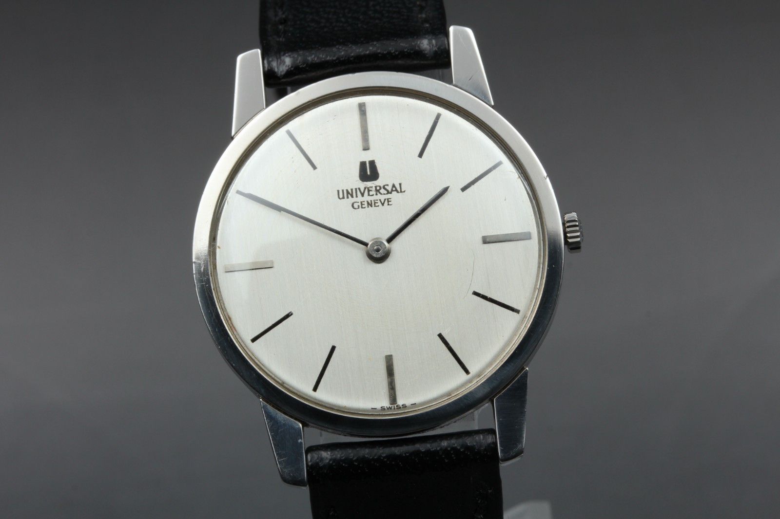 Vintage “Exc+++++” Universal Geneve 842101 White Silver Manual Men’s Watch JAPAN