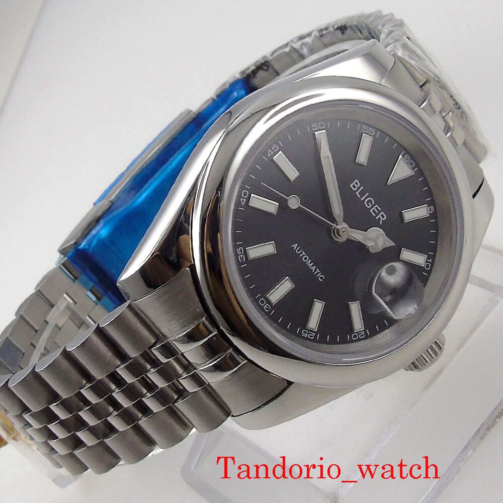 36mm/39mm Bliger NH35A PT5000 Automatic Men Watch Sapphire Glass Black Dial Date