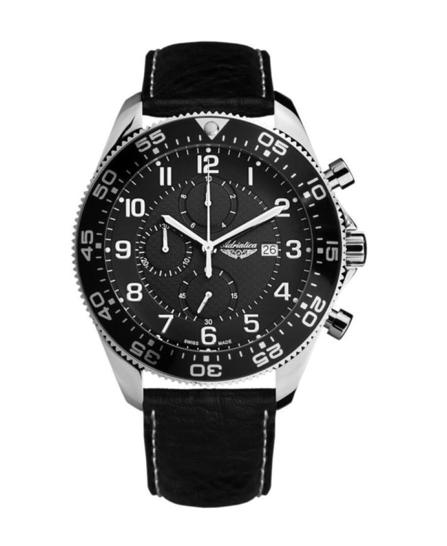 ADRIATICA Men Quartz Casual Watch Classic Dress Black Dial Waterproof Swiss Chro