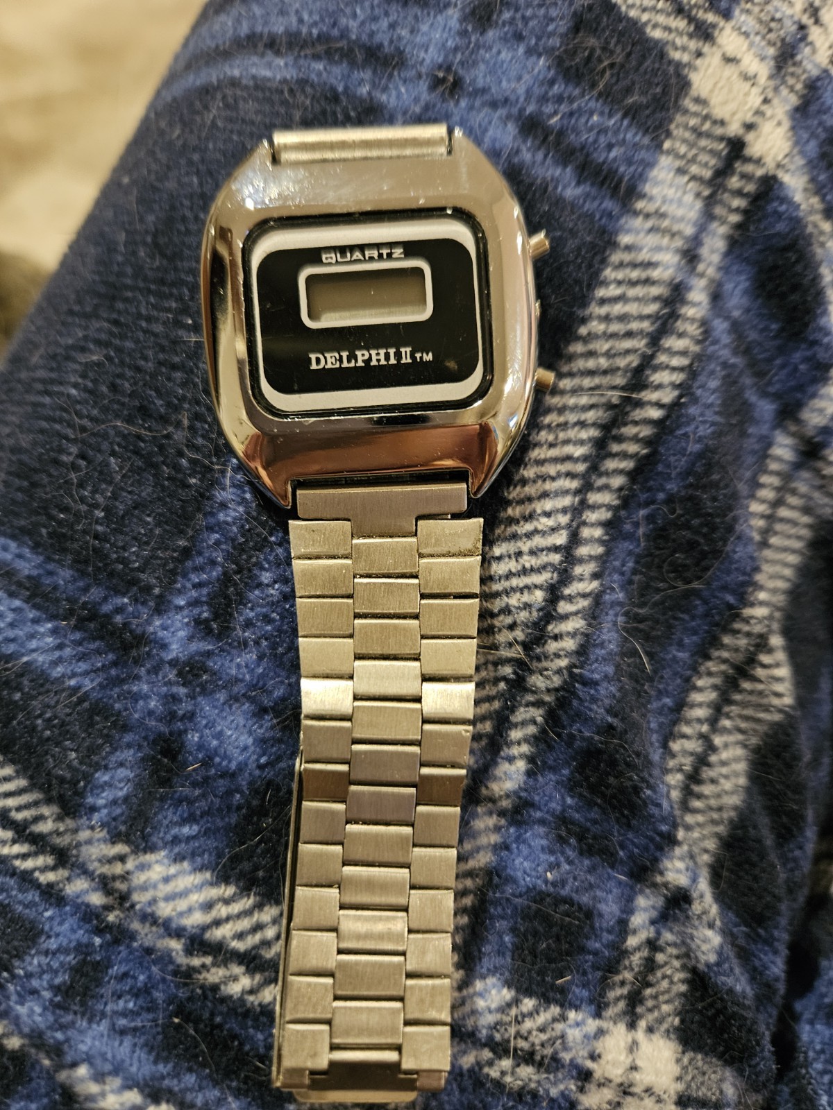 Delphi Delphi II Quartz Digital Water Resista ,Silver Metal Square Black Dial,